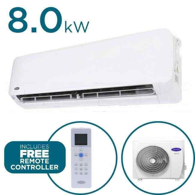 Carrier 8.0kW Cool 10.1kW Heat AURA ULTIMATE Inverter Hi-Wall Indoor/Outdoor Air Conditioning Unit - Default Title (53QHB080N8SET)