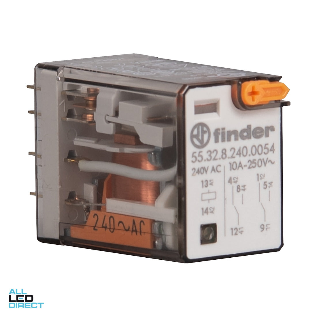 NHP 10 Amp FINDER 1 Pole 2 Contact Relay 240 Volt AC With LED Inducator