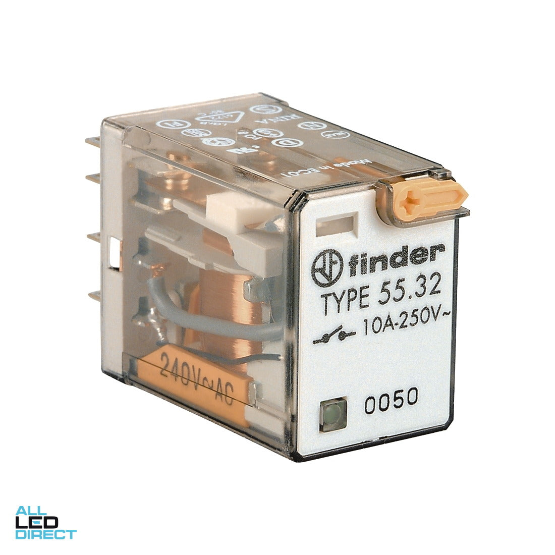 NHP FINDER 10 Amp 2 x C/O Contact 24 Volts AC Coil With LED Indicator Miniature General Purpose Relay Plug In ALL LED Direct