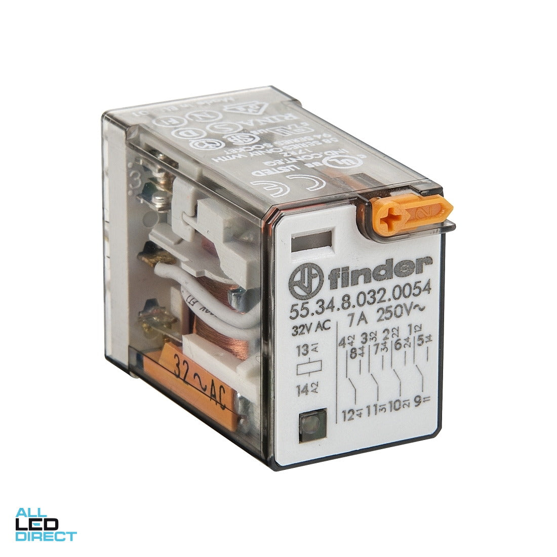 NHP FINDER 7 Amp 4 x C/O Contact 24 Volts AC Coil With LED Indicator Miniature General Purpose Relay Plug In ALL LED Direct
