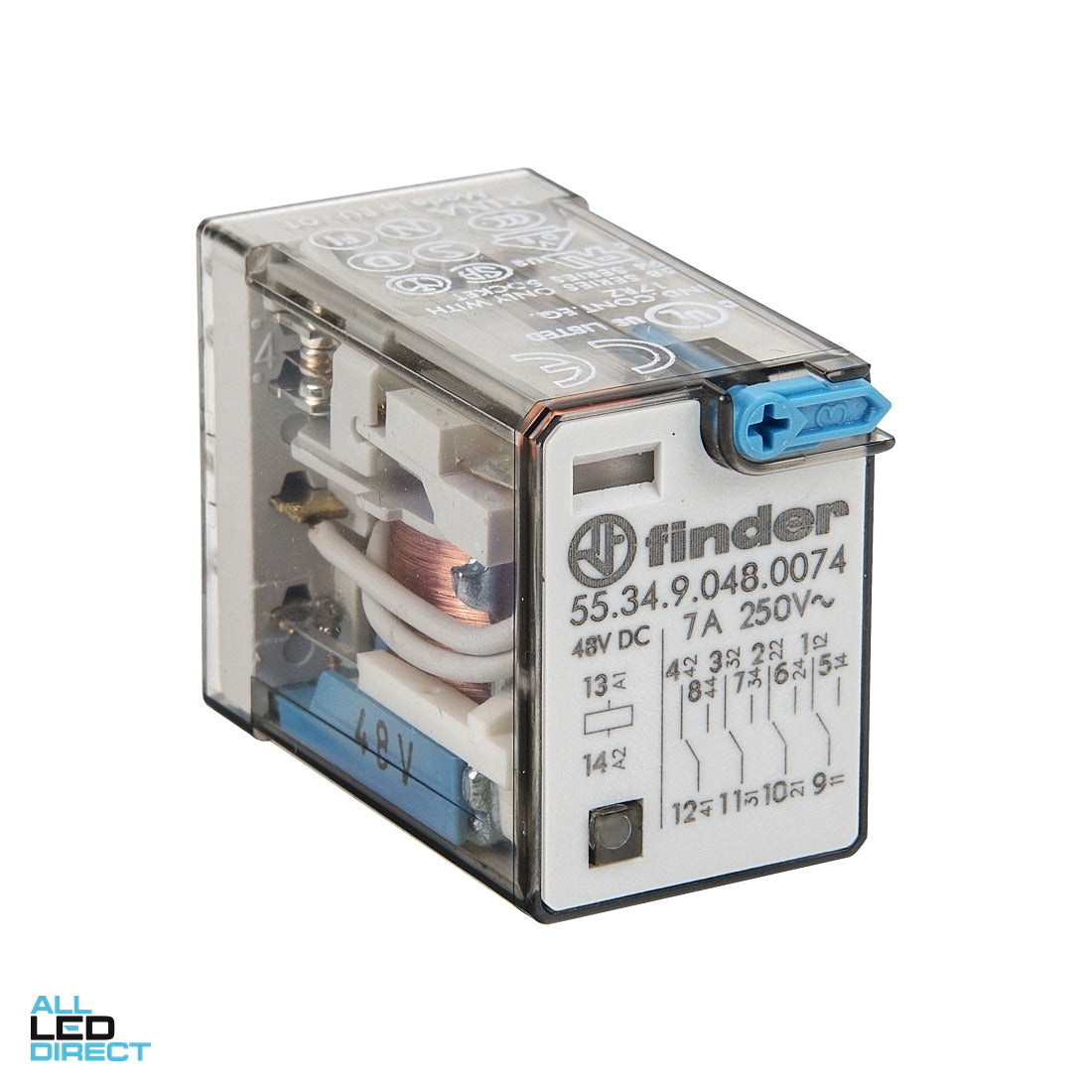 NHP FINDER 7 Amp 4 x C/O Contact 24 Volts DC Coil With LED Indicator Miniature General Purpose Relay Plug In ALL LED Direct