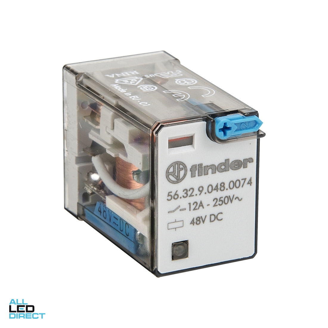NHP FINDER 12 Amp 2 x C/O Contact 12 Volts DC Coil With LED Indicator Miniature General Purpose Relay Plug In ALL LED Direct