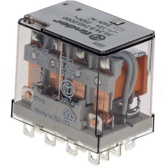 NHP FINDER 12 Amp 4 x C/O Contact 240 Volts AC Coil With Miniature Power Relay Plug In