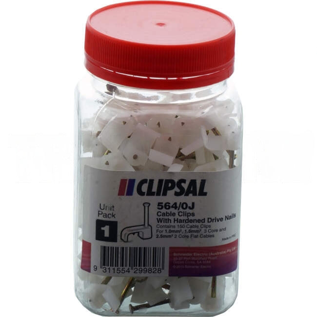 Clipsal 1mm - 1.5mm Flat Cable Clips Jar Of 150