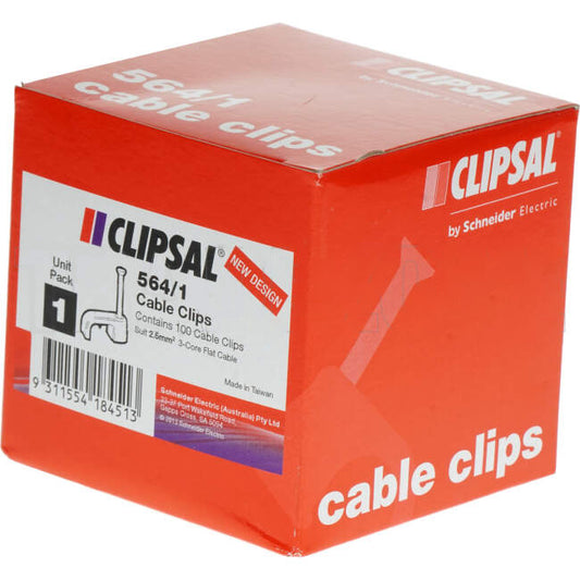 Clipsal 2.5mm 3 Core Or 4mm 2 Core Flat Cable Clips Box Of 100