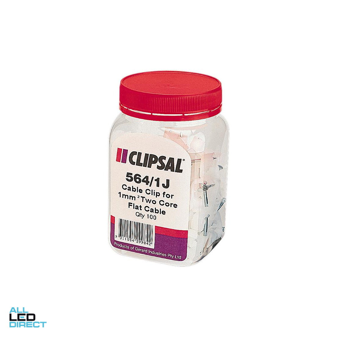 Clipsal 2.5mm 3 Core - 4mm 2 Core Flat Cable Clips Jar Of 100
