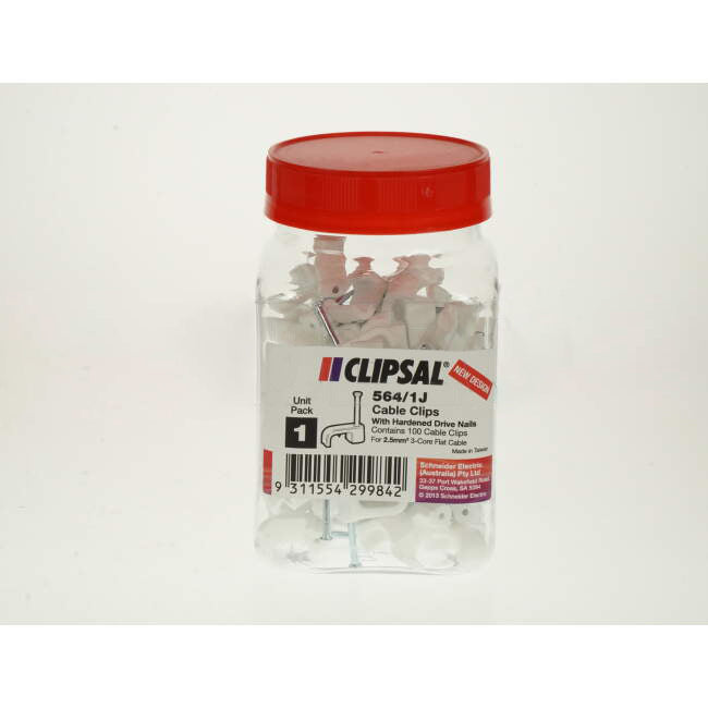 Clipsal 2.5mm 3 Core - 4mm 2 Core Flat Cable Clips Jar Of 100