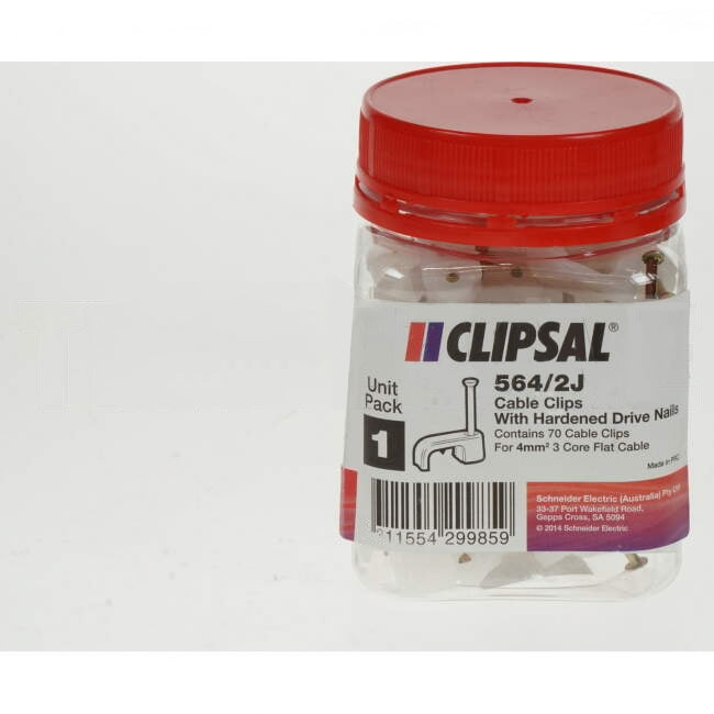 Clipsal 4mm 3 Core Flat Cable Clips Jar Of 70