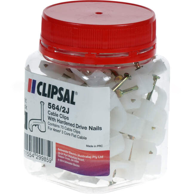 Clipsal 4mm 3 Core Flat Cable Clips Jar Of 70