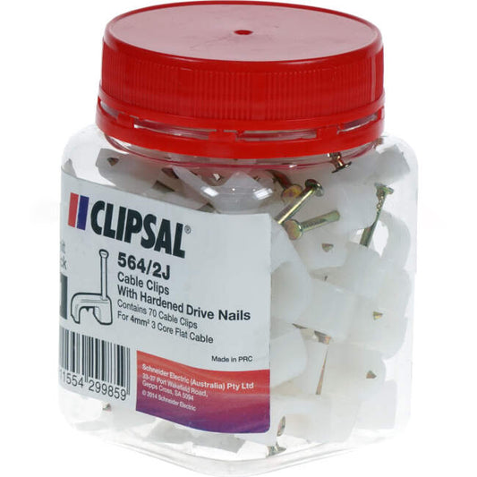 Clipsal 4mm 3 Core Flat Cable Clips Jar Of 70