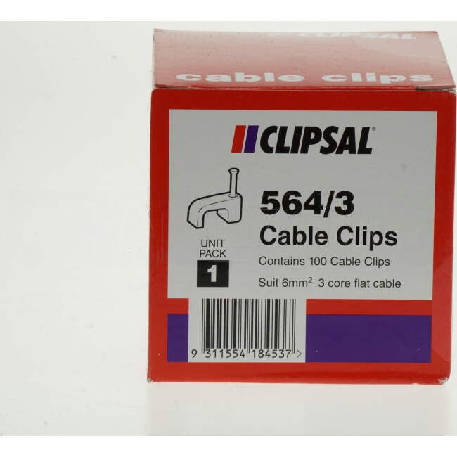 Clipsal 6mm 3 Core Flat Cable Clips Box Of 100