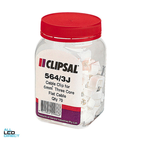 Clipsal 6mm 3 Core Flat Cable Clips Jar Of 70