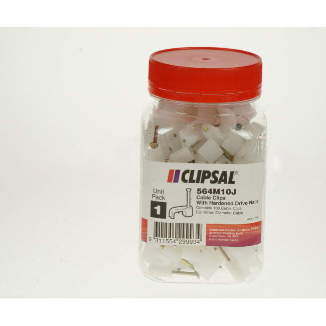 Clipsal 10mm Circular Cable Clips Jar Of 100