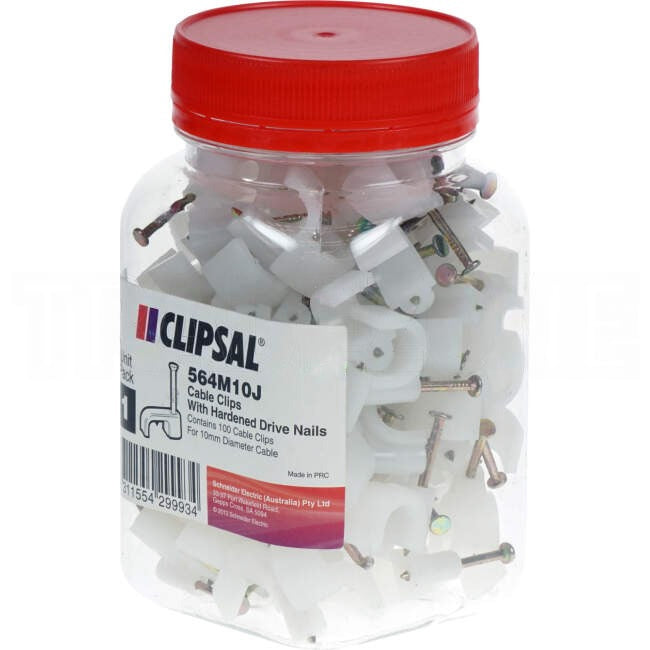 Clipsal 10mm Circular Cable Clips Jar Of 100