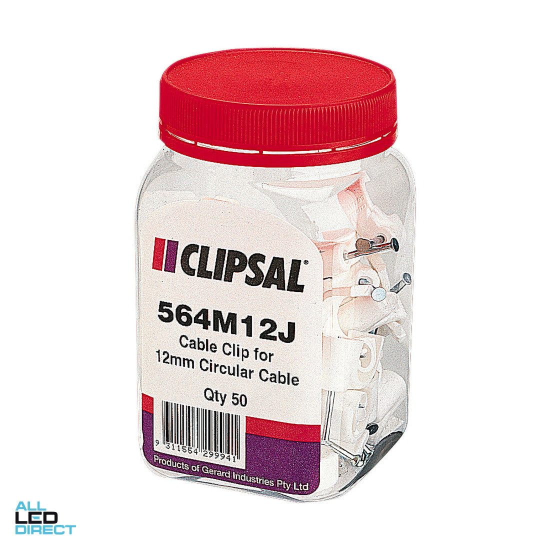 Clipsal 12mm Circular Cable Clips Jar Of 70 ALL LED Direct