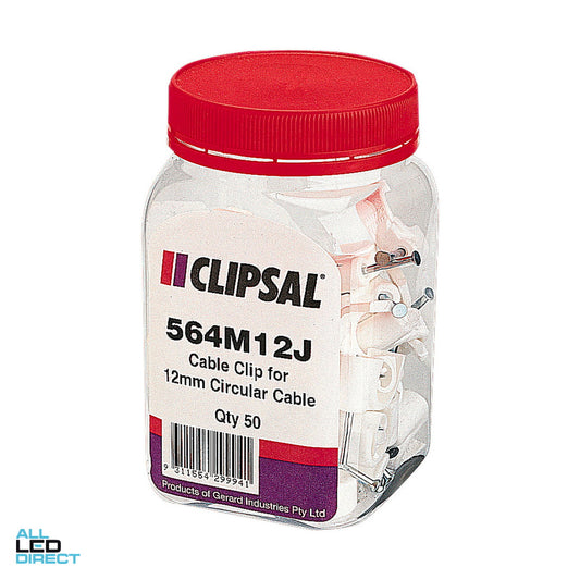 Clipsal 12mm Circular Cable Clips Jar Of 70 ALL LED Direct