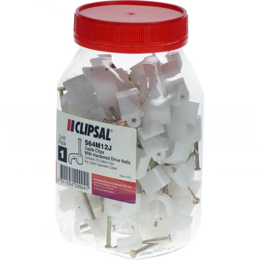 Clipsal 12mm Circular Cable Clips Jar Of 70