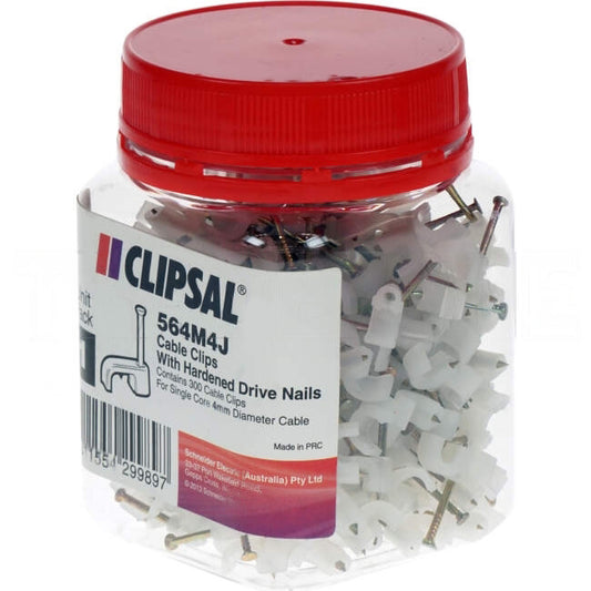 Clipsal 4mm Or 1mm SDI Cable Clips Jar Of 300