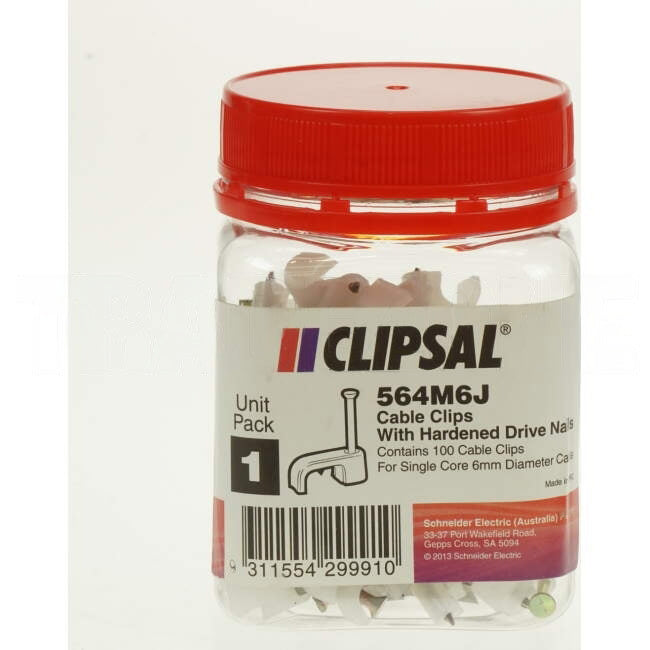 Clipsal 6mm Or 1mm 2 Core Cable Clips Jar Of 100