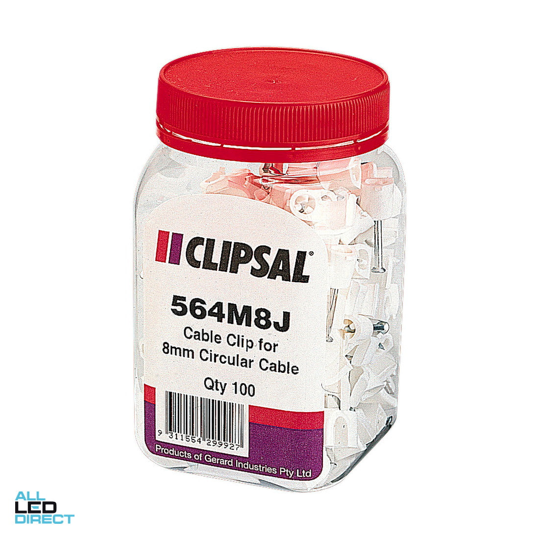 Clipsal 8mm Circular Cable Clips Jar Of 100 ALL LED Direct