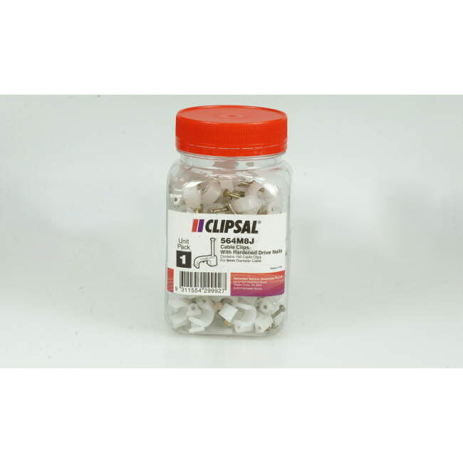 Clipsal 8mm Circular Cable Clips Jar Of 100