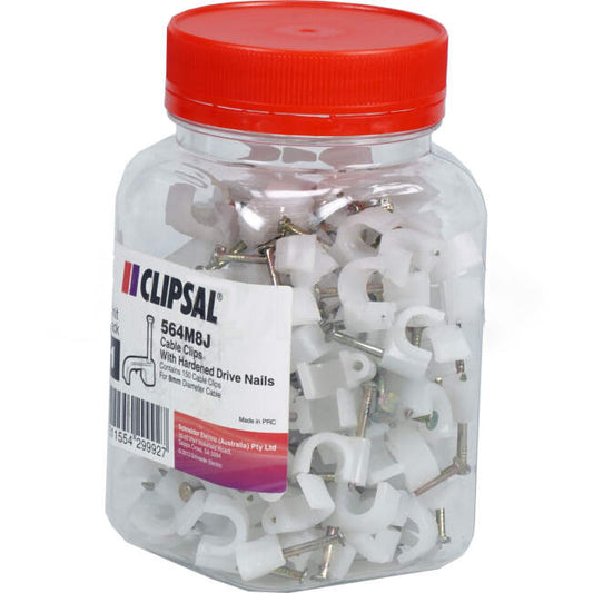 Clipsal 8mm Circular Cable Clips Jar Of 100