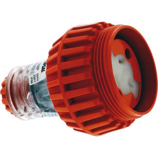 Clipsal 10 Amp 56 SERIES Single Phase 3 Flat Pin IP66 Industrial Straight Extension Socket Electric Orange