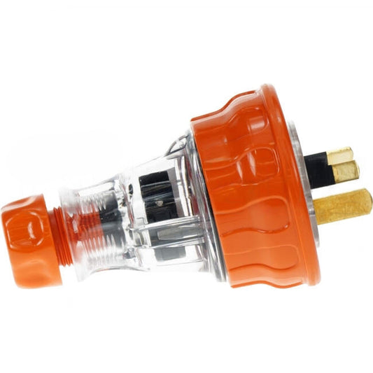 Clipsal 15 Amp 56 SERIES Single Phase 3 Flat Pins IP66 Straight Industrial Plug Orange