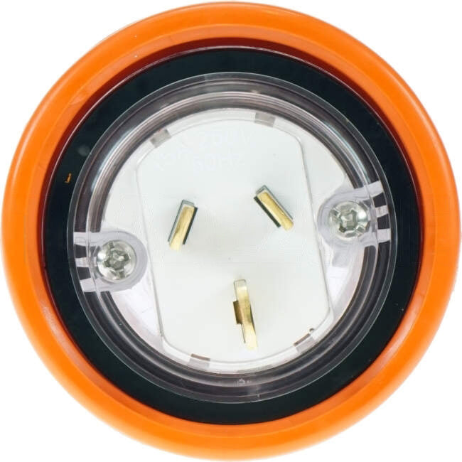 Clipsal 15 Amp 56 SERIES Single Phase 3 Flat Pins IP66 Straight Industrial Plug Orange