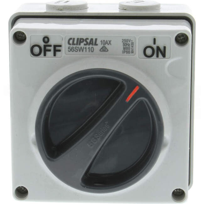 Clipsal 10 Amp 56 SERIES 1 Pole IP66 Industrial Isolator Grey