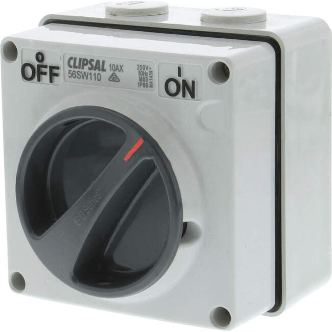 Clipsal 10 Amp 56 SERIES 1 Pole IP66 Industrial Isolator Grey