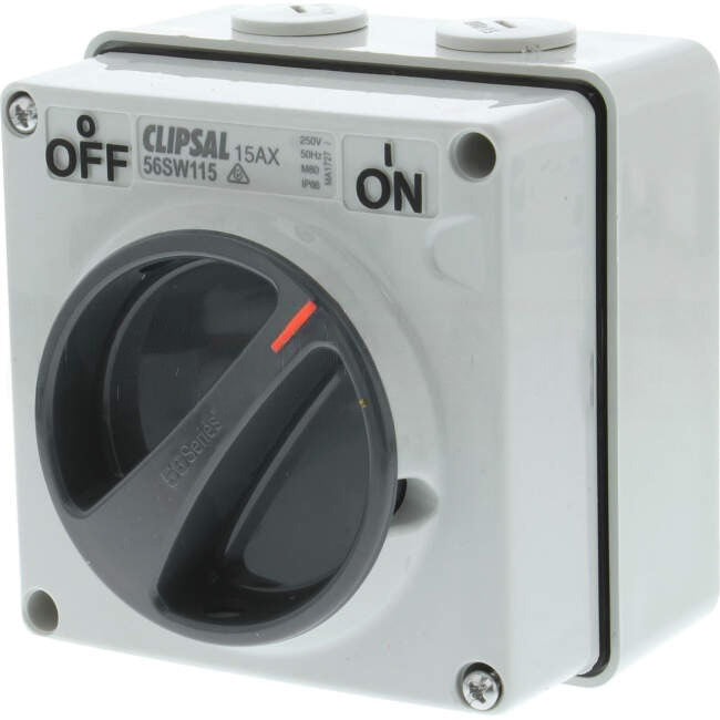 Clipsal 15 Amp 56 SERIES 1 Pole IP66 Industrial Isolator Grey