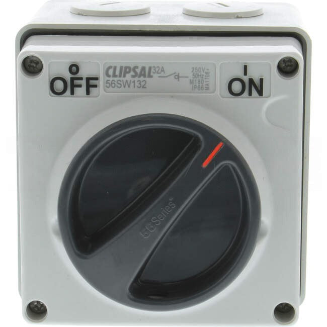 Clipsal 32 Amp 56 SERIES 1 Pole IP66 Industrial Isolator Grey