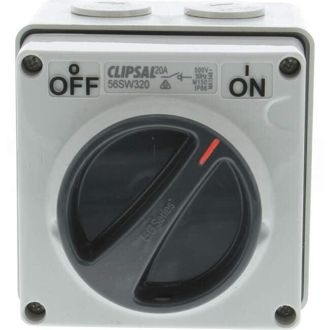 Clipsal 20 Amp 56 SERIES 3 Pole IP66 Industrial Isolator Grey