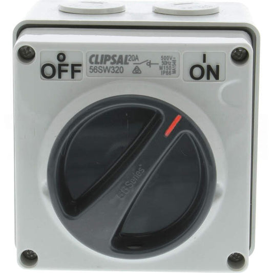 Clipsal 20 Amp 56 SERIES 3 Pole IP66 Industrial Isolator Grey