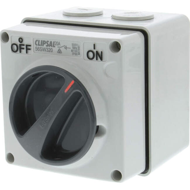 Clipsal 20 Amp 56 SERIES 3 Pole IP66 Industrial Isolator Grey