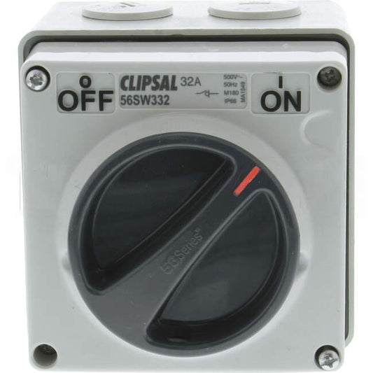 Clipsal 32 Amp 56 SERIES 3 Pole IP66 Industrial Isolator Grey