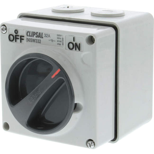 Clipsal 32 Amp 56 SERIES 3 Pole IP66 Industrial Isolator Grey