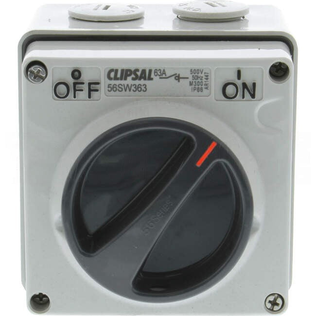 Clipsal 63 Amp 56 SERIES 3 Pole IP66 Industrial Isolator Grey