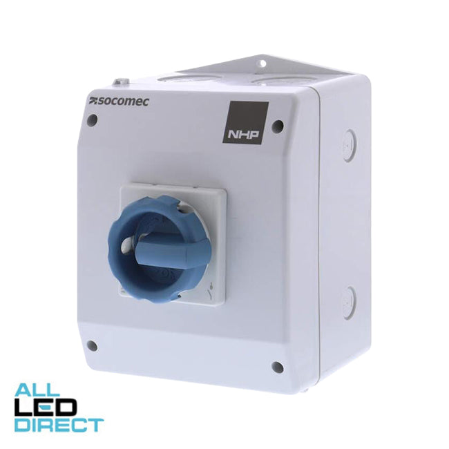 NHP 80 Amp 3 Pole IP66 ISOSWITCH Industrial Isolator Grey With  Enclosure And Handle