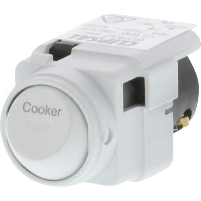 Clipsal 32 Amp 60 SERIES 2 Way Rocker Switch Mech Zen White Engraved With 'COOKER'