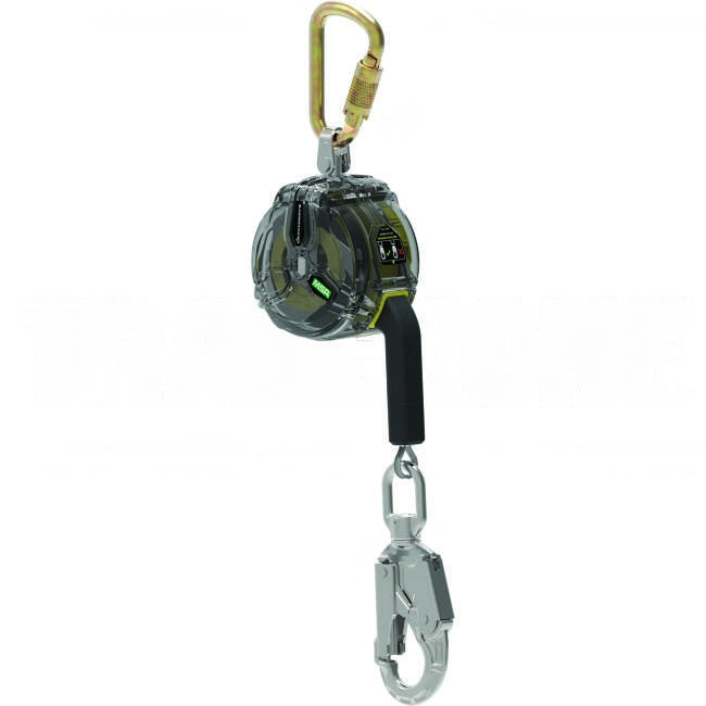 MSA 3 Metre V-TEC PFL Galvanised Steel Cable Self Retracting Lifeline With Steel Swivel Snaphook & Steel Double Action Karabiner