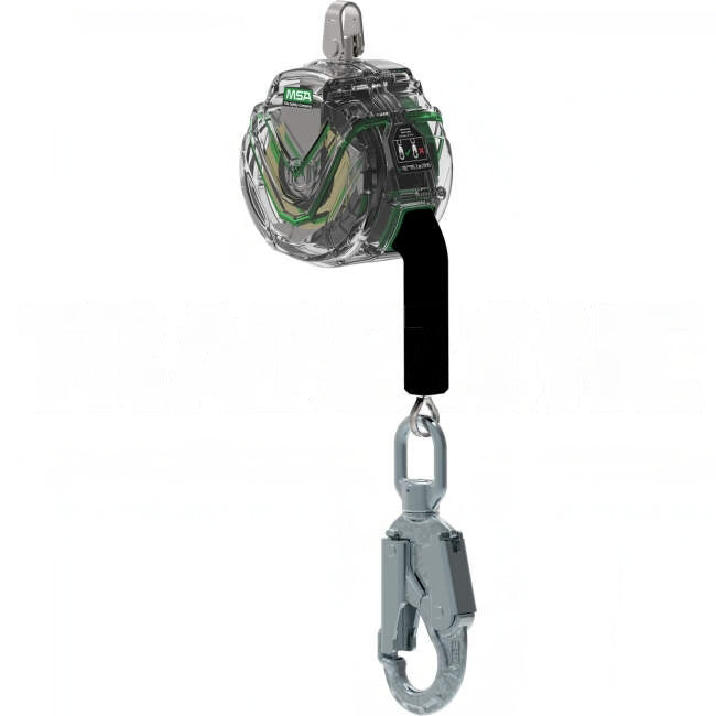 MSA 3 Metre V-TEC Mini PFL Galvanised Cable Self Retracting Lifeline with Steel Double Action Swivel Hook Anchorage Connector