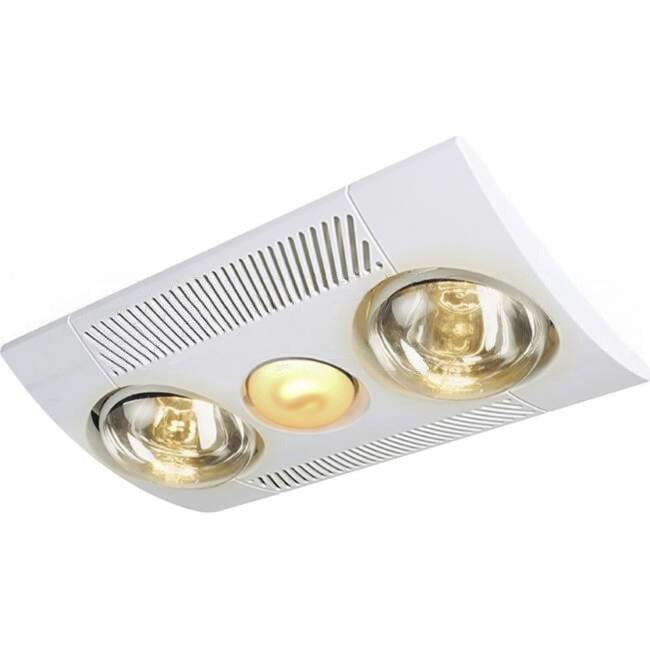 Clipsal 3 In 1 Bathroom Heater Lamp Light & Exhaust Fan White With 2 Heat & 1 Light With Inbuilt Draftstopper