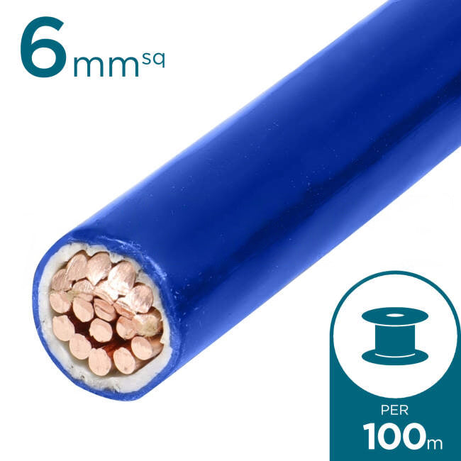 6mm Building Wire Cable Blue 100 Metre Drum