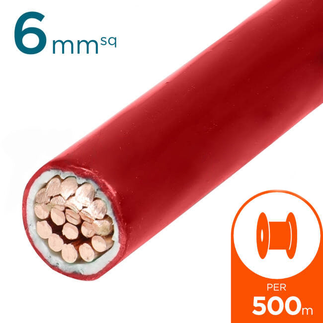 6mm Building Wire Cable Red 500 Metre Drum