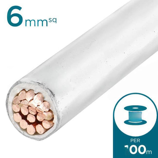 6mm Building Wire Cable White 100 Metre Drum