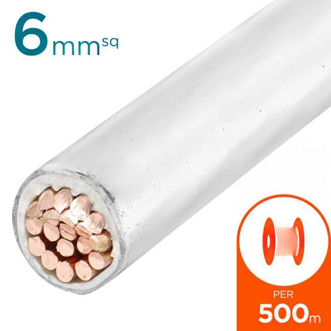 6mm Building Wire Cable White 500 Metre Drum