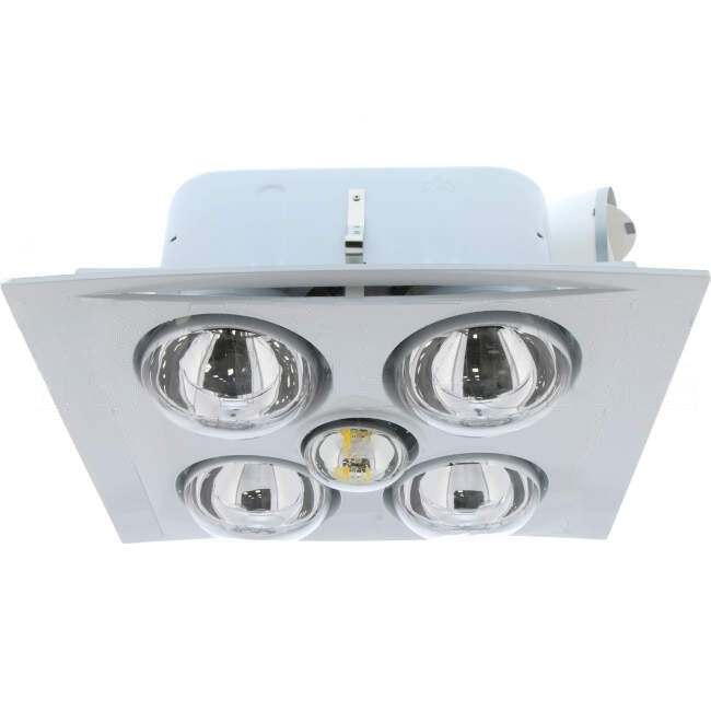 Clipsal 3 In 1 Bathroom Heater Lamp Light & Exhaust Fan White With 4 Heat & 1 Light & Complete Ducting Kit White