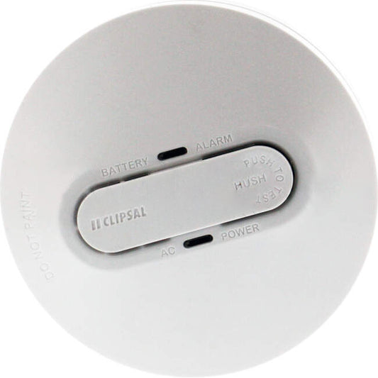 Clipsal 240 Volt GEN 4 Fire Tek Surface Mounted Photoelectric Wired Interconnect Smoke Alarm With Rechargeable Lithium Battery